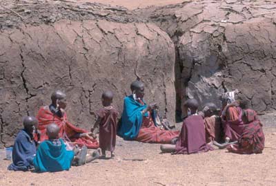 Masai women and children